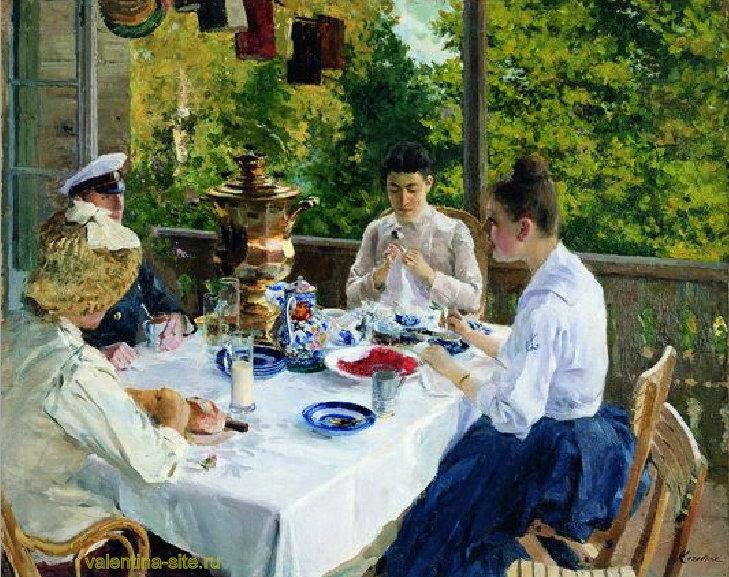 Константин Коровин. За чайным столом. 1888