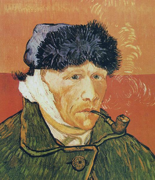 Винсент ван Гог. Автопортрет с перевязанным ухом и трубкой. 1889