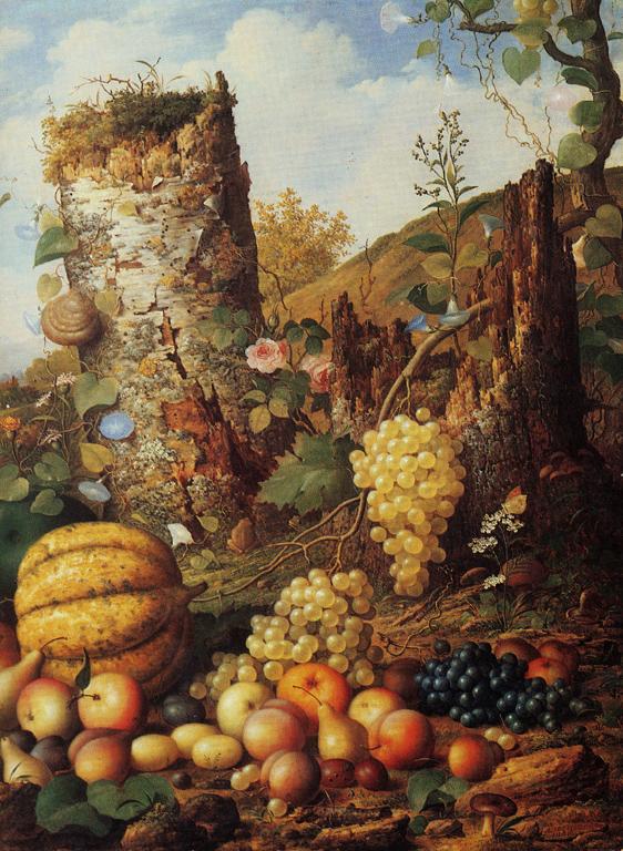 Легашов А.М. Фрукты и цветы в пейзаже. 1856
