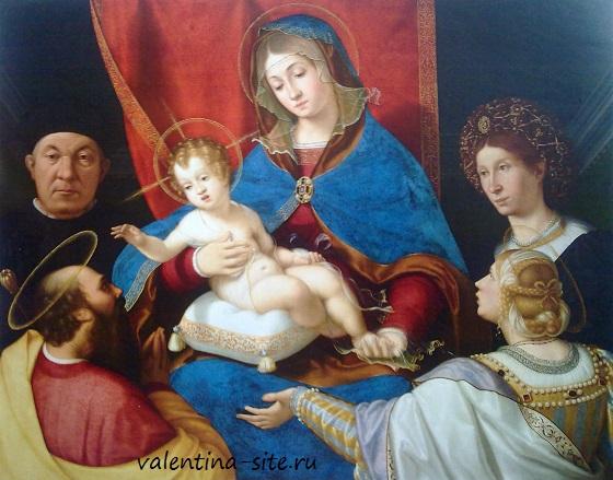 Андреа Превитали. Мадонна с Младенцем, Святыми Павлом, Агнесой и донаторами Паоло и Аньезе Кассотти. (Мадонна Кассотти). 1523